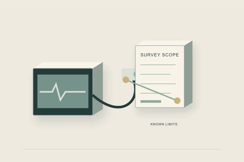 Conceptual illustration of camera equipment asset inventory and marked survey extents